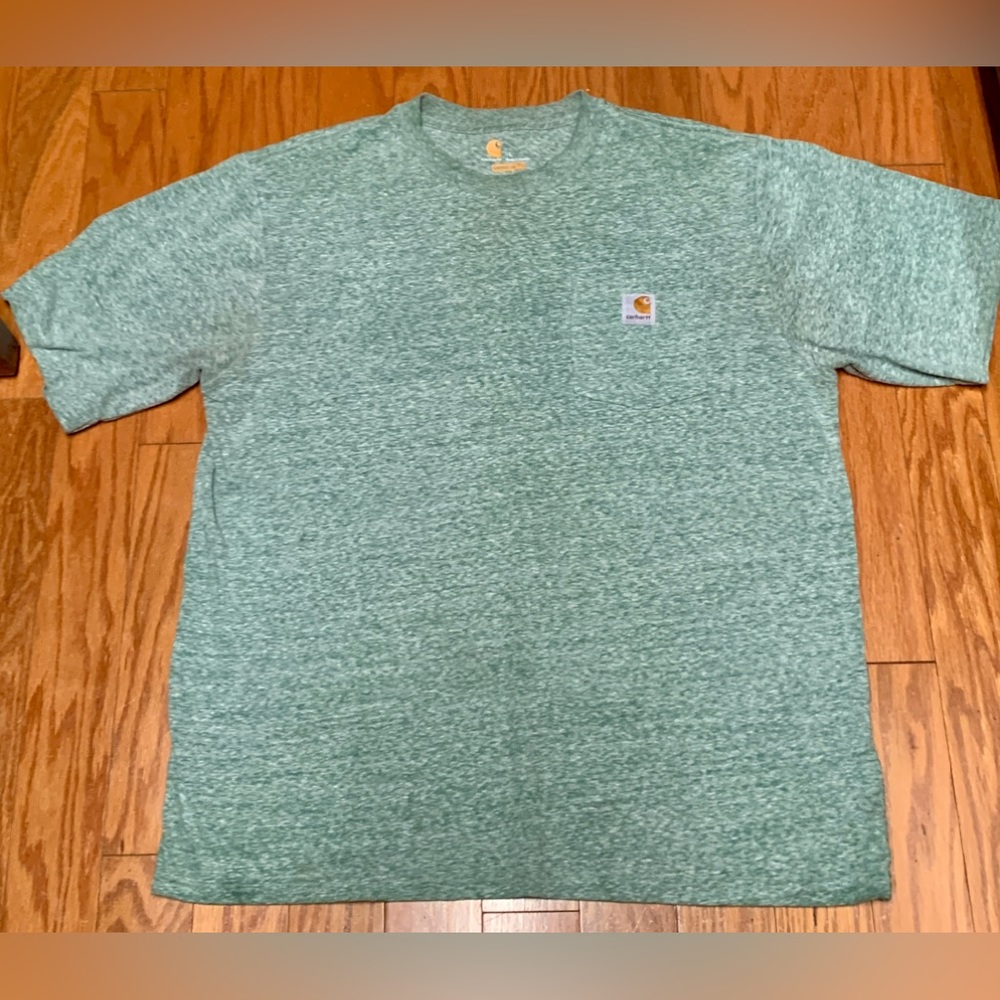 Men’s Large Carhartt Heather Green Cotton Poly Blend Work Utility Pocket T Shirt
